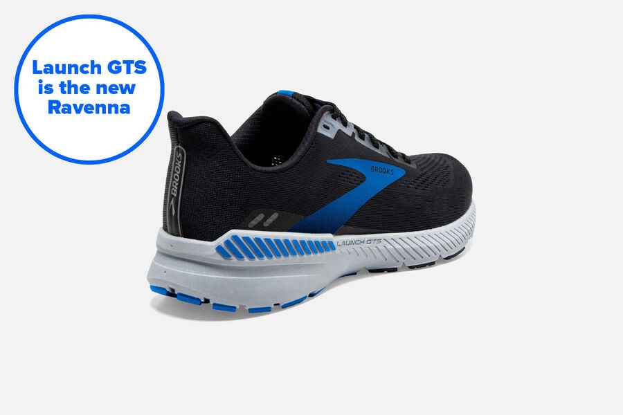 Brooks Launch GTS 8 Road Running Shoes Mens Black/Grey/Blue 713250-VOG